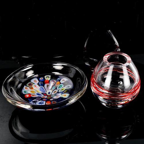 1094 - 3 pieces of Studio glass, including a Murano Millefiori dish, length 16cm (3)