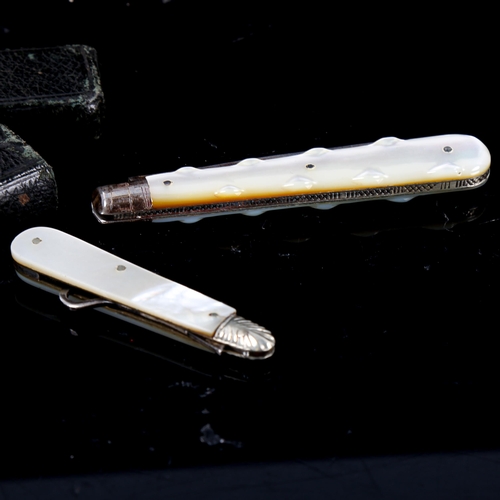 1096 - A silver-bladed mother-of-pearl handled fruit knife, by Thomas Marples, Sheffield 1880, in original ... 