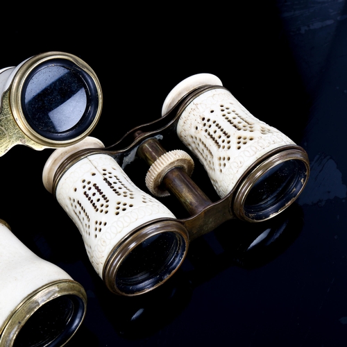 1102 - 3 pairs of 19th century ivory and bone mounted opera glasses