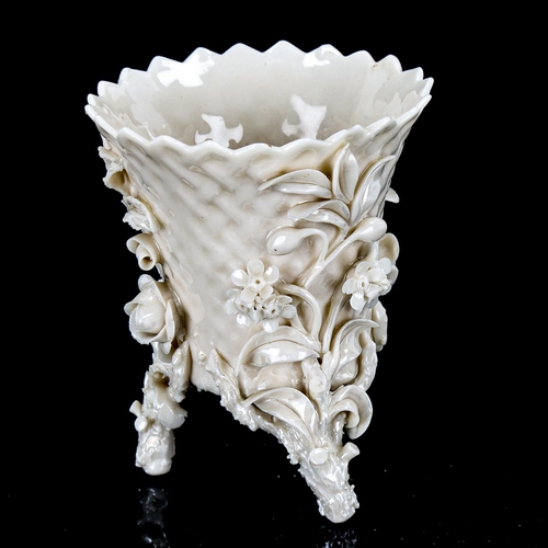 1108 - A small Belleek footed spill vase, circa 1891 - 1926, height 8cm