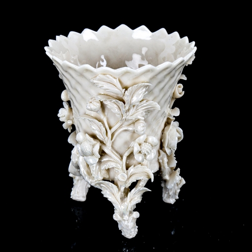 1108 - A small Belleek footed spill vase, circa 1891 - 1926, height 8cm