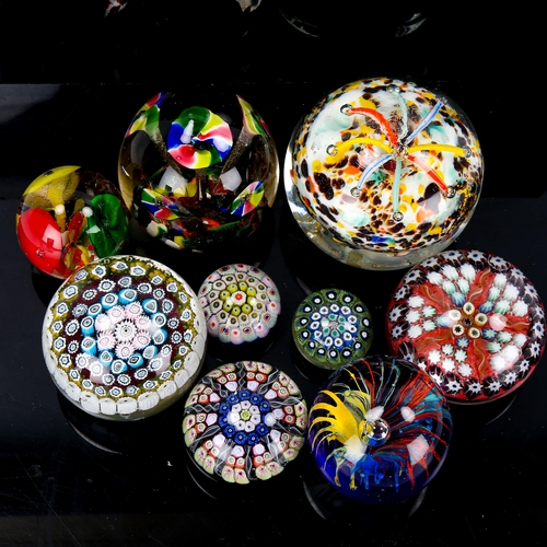 1130 - A group of Millefiori and Studio glass paperweights (9)