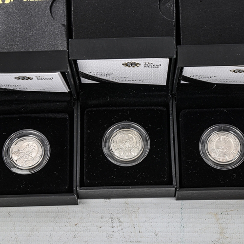 1135 - A group of modern proof silver coins, comprising UK Cities £1 proof, Cardiff 2011, Belfast 2010 and ... 