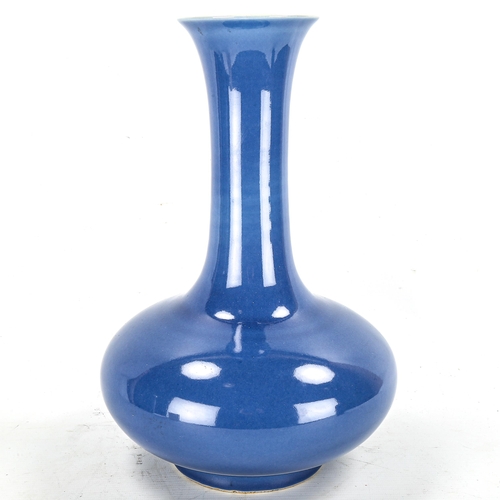 1144 - A Chinese blue glaze porcelain narrow-neck vase, 6 character mark, height 33cm