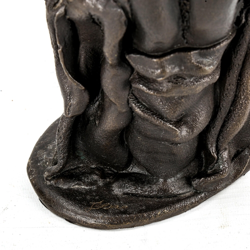 1159 - Bronze sculpture of a smiling man, signed Le Bau, height 22cm