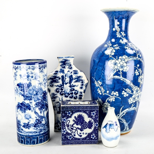 1178 - 5 pieces of Chinese blue and white porcelain, largest vase height 44cm