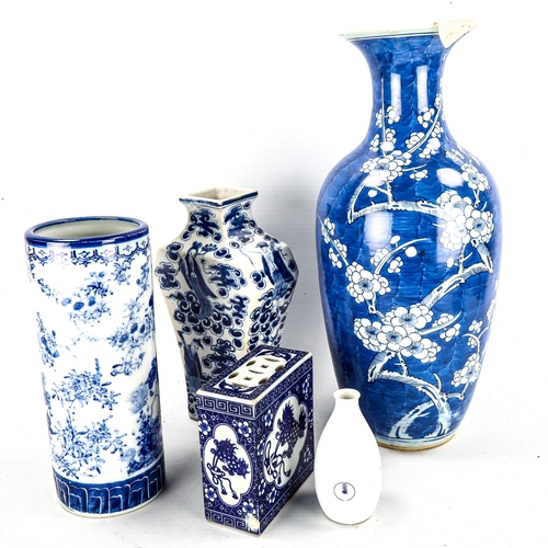 1178 - 5 pieces of Chinese blue and white porcelain, largest vase height 44cm