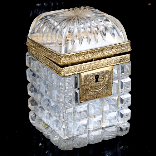 1189 - A Victorian cut-glass and gilt-metal square tea caddy, height 12cm, width 7.5cm