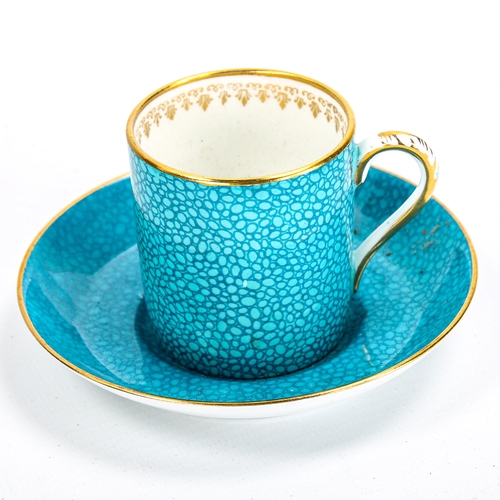 1194 - An Art Deco Grosvenor China turquoise ground coffee service for 6 people, in fitted case