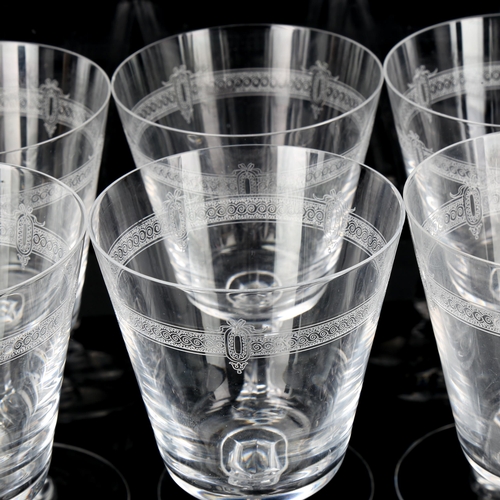 1224 - VAL ST LAMBERT - a set of 6 wine glasses with funnel-shaped bowls, height 16.5cm, rim diameter 9cm