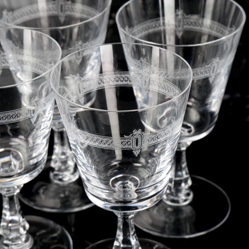 1226 - VAL ST LAMBERT - a set of 6 small wine glasses with funnel-shaped bowls, height 13cm, rim diameter 7... 