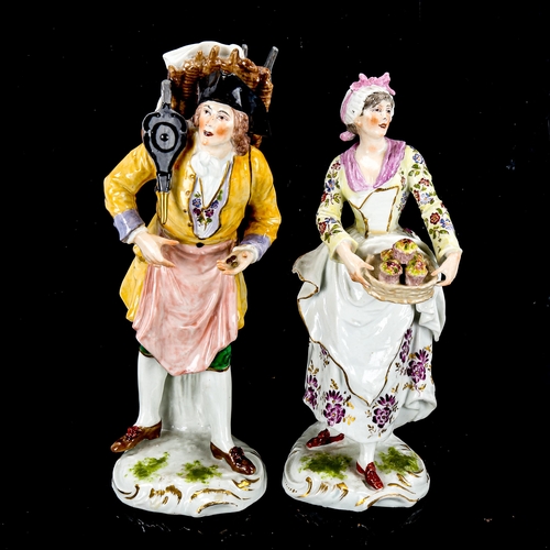 1232 - A pair of Meissen porcelain figures of tradesmen, height 23cm