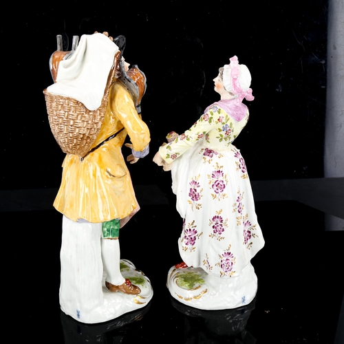 1232 - A pair of Meissen porcelain figures of tradesmen, height 23cm