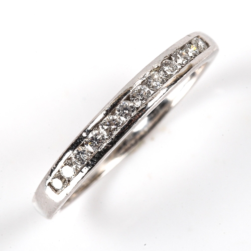 174 - A modern platinum diamond half eternity ring, set with modern round brilliant-cut diamonds, total di... 