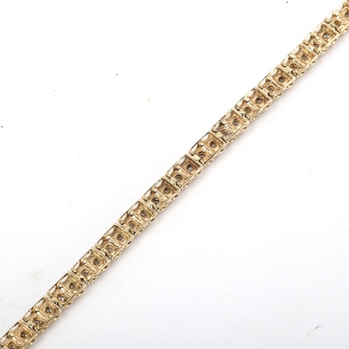 176 - A modern 9ct gold diamond tennis line bracelet, set with single-cut diamonds, total diamond content ... 