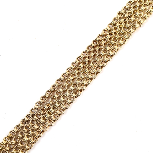 189 - An Antique 9ct gold 4-row belcher link chain bracelet, bracelet length 18cm, 7.1g