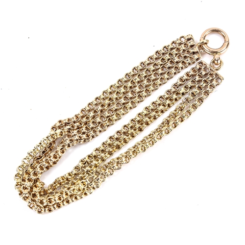 189 - An Antique 9ct gold 4-row belcher link chain bracelet, bracelet length 18cm, 7.1g