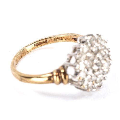 191 - A modern 9ct gold diamond cluster ring, set with modern round brilliant-cut diamonds, total diamond ... 