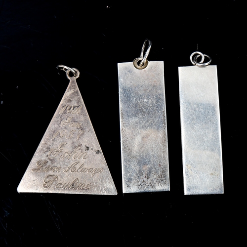 210 - 3 silver ingot pendants, including Jubilee example, largest height excluding bale 44.8mm, 54.6g tota... 