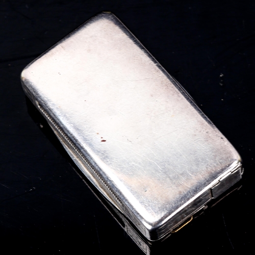 224 - A 19th century Continental unmarked silver Go To Bed box, with Vesta and candle taper compartments, ... 