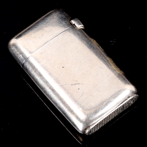 226 - A miniature Antique French silver Vesta case, plain rectangular form, maker's marks M and S, 4.2cm x... 