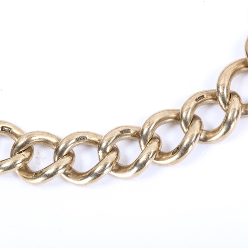 265 - A heavy 9ct gold flat curb link bracelet, hallmarks Birmingham 1972, bracelet length 24cm, 61.5g