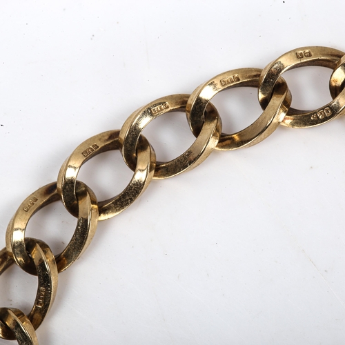 272 - A 9ct gold curb link bracelet with heart padlock, hallmarks Birmingham 1972, bracelet length 18cm, 2... 