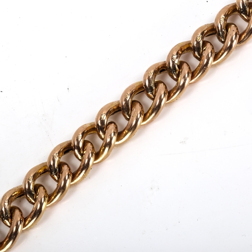 275 - A 9ct rose gold hollow curb link chain bracelet, engraved and polished decoration, chain length 19cm... 