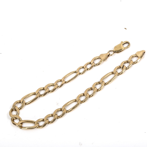 277 - A 9ct gold figaro link chain bracelet, length 25cm, 18.1g