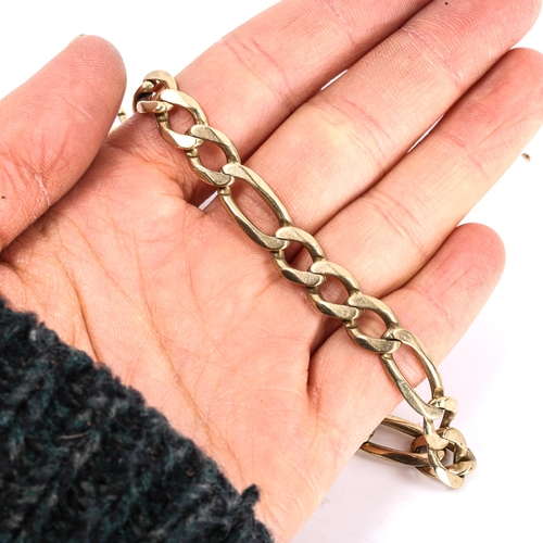 277 - A 9ct gold figaro link chain bracelet, length 25cm, 18.1g