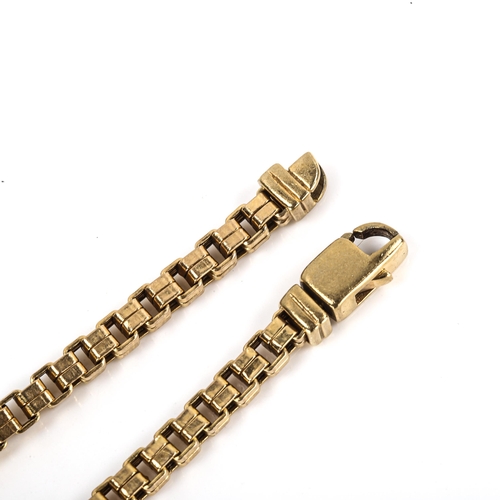 278 - A 9ct gold box link chain bracelet, length 19cm, 8.9g