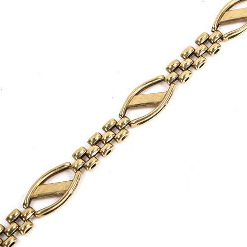 279 - A 9ct gold fancy gatelink bracelet, length 19cm, 12.9g