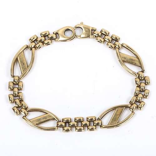 279 - A 9ct gold fancy gatelink bracelet, length 19cm, 12.9g