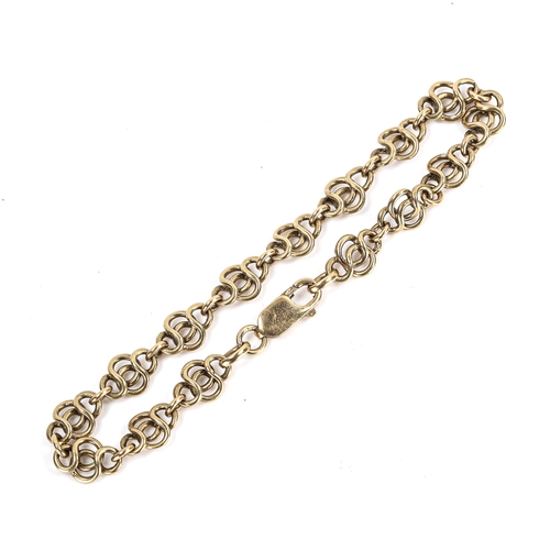 280 - A 9ct gold fancy link chain bracelet, length 20cm, 10.4g