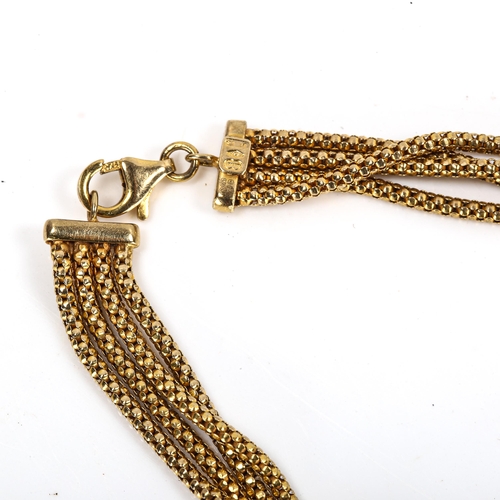 281 - A 9ct gold popcorn link square knot chain bracelet, length 18.5cm, 7.6g