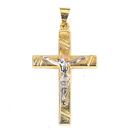 322 - A Continental 18ct gold crucifix pendant, overall height 41.5mm, 3.2g