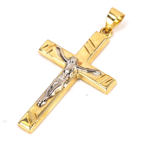 322 - A Continental 18ct gold crucifix pendant, overall height 41.5mm, 3.2g