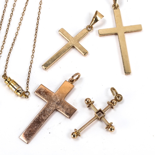 323 - 8 x 9ct gold cross pendants, largest height 48.9mm, 27.9g total (8)