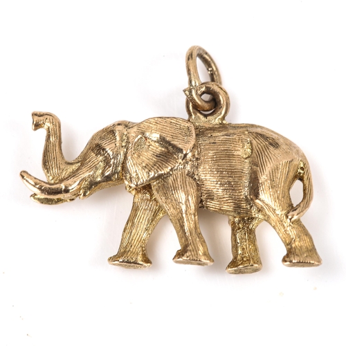 324 - A mid-20th century 9ct gold figural elephant charm/pendant, hallmarks London 1964, length 20mm, 4.1g