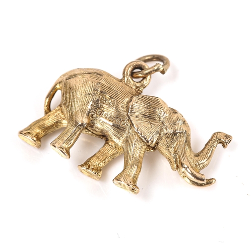 324 - A mid-20th century 9ct gold figural elephant charm/pendant, hallmarks London 1964, length 20mm, 4.1g