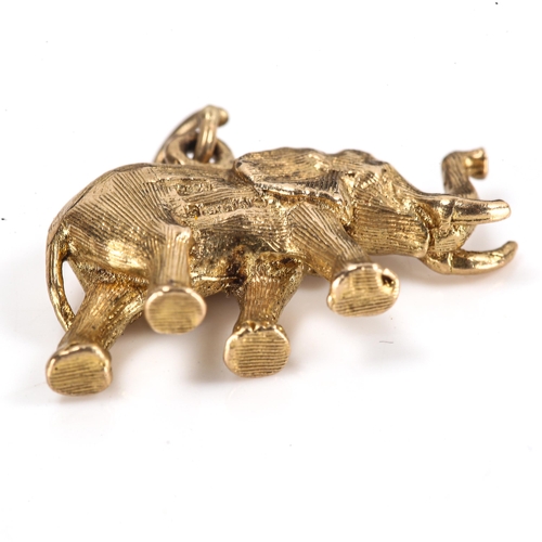 324 - A mid-20th century 9ct gold figural elephant charm/pendant, hallmarks London 1964, length 20mm, 4.1g