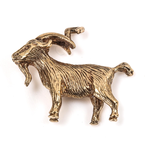 325 - A late 20th century 9ct gold figural goat charm/pendant, hallmarks Birmingham 1973, length 17.4mm, 1... 