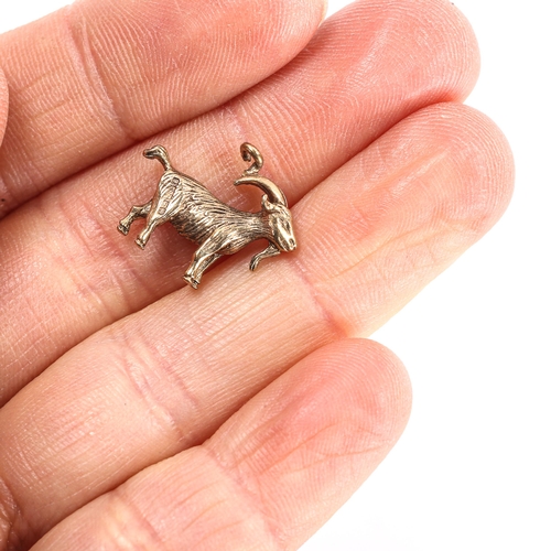 325 - A late 20th century 9ct gold figural goat charm/pendant, hallmarks Birmingham 1973, length 17.4mm, 1... 