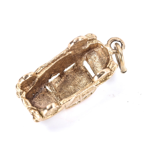 327 - A mid-20th century 9ct gold Classic car charm/pendant, hallmarks Birmingham 1967, length 20.5mm, 3.6... 