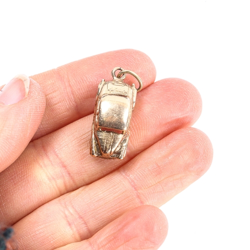 327 - A mid-20th century 9ct gold Classic car charm/pendant, hallmarks Birmingham 1967, length 20.5mm, 3.6... 