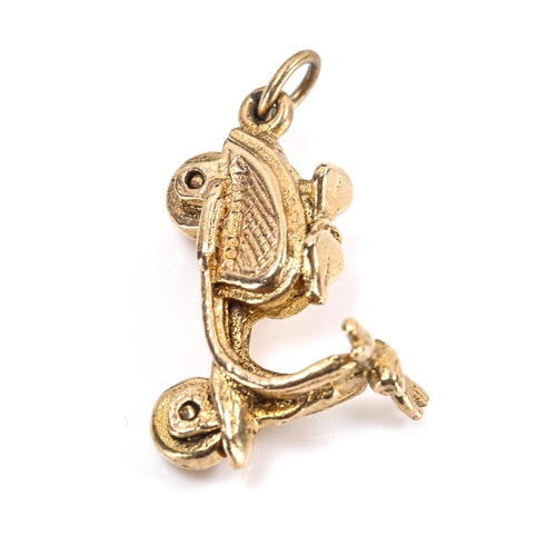 328 - A mid-20th century 9ct gold moped scooter charm/pendant, hallmarks London 1966, length 22.3mm, 3.5g