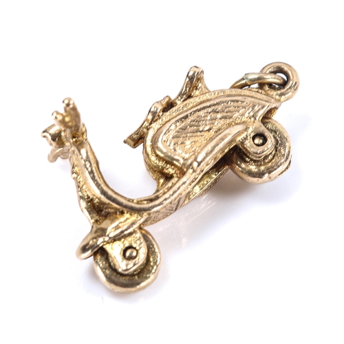 328 - A mid-20th century 9ct gold moped scooter charm/pendant, hallmarks London 1966, length 22.3mm, 3.5g