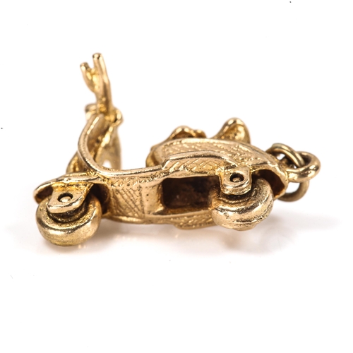 328 - A mid-20th century 9ct gold moped scooter charm/pendant, hallmarks London 1966, length 22.3mm, 3.5g