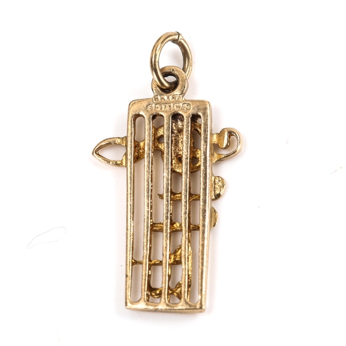 331 - A mid-20th century 9ct gold music notes charm/pendant, hallmarks Birmingham 1968, length 21.8mm, 1.3... 