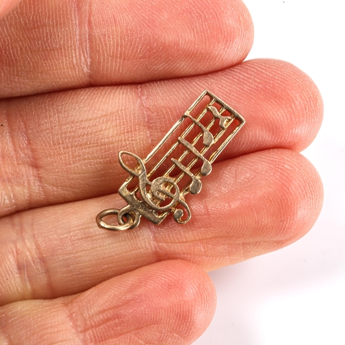 331 - A mid-20th century 9ct gold music notes charm/pendant, hallmarks Birmingham 1968, length 21.8mm, 1.3... 